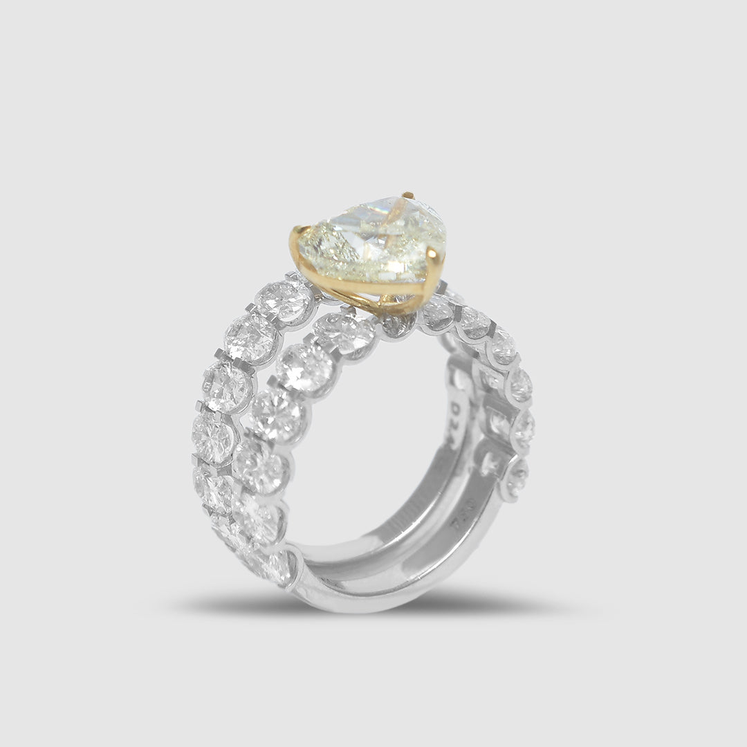 Twin Heart Yellow Diamond Ring