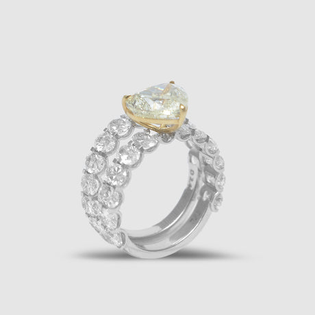 Twin Heart Yellow Diamond Ring