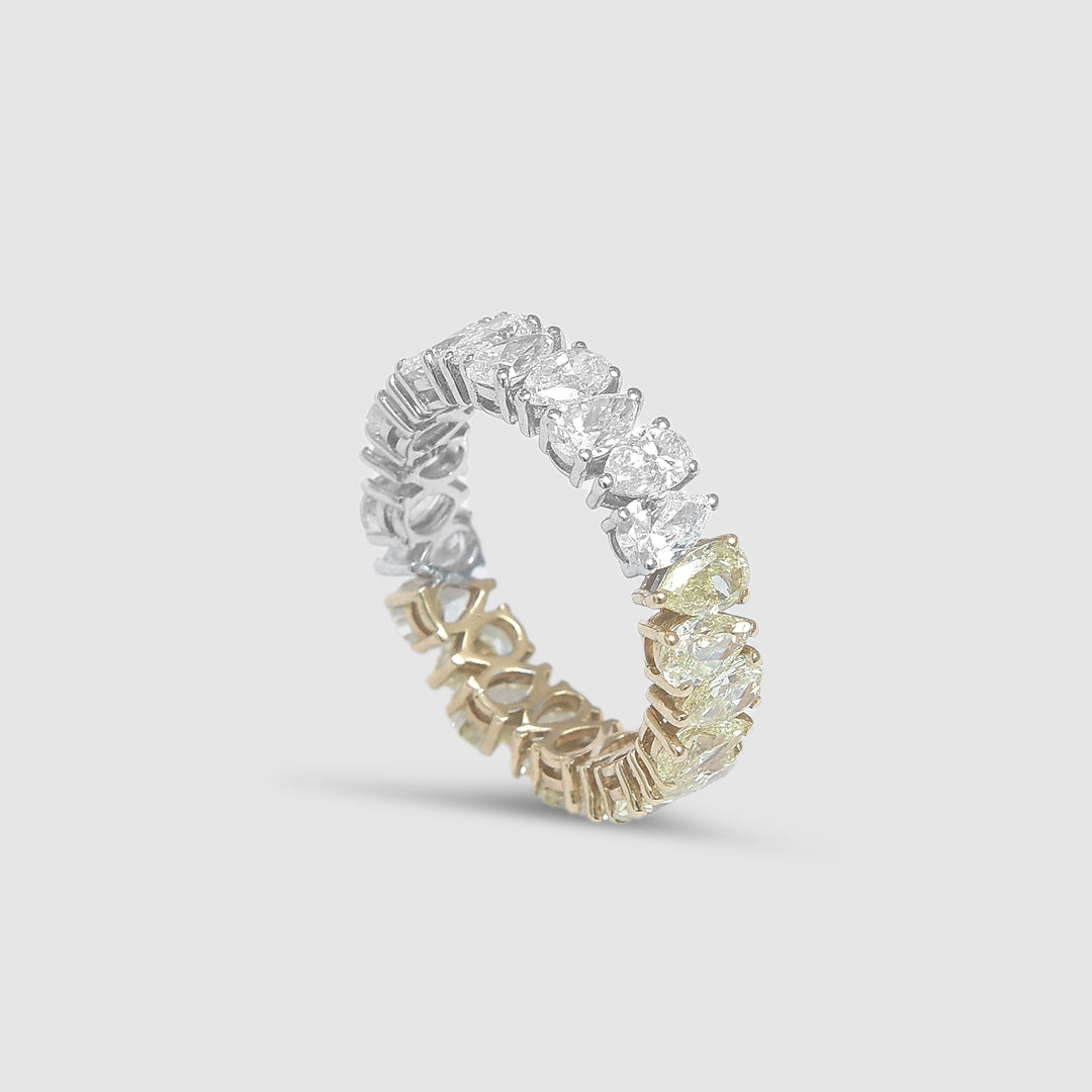 2 Tone Pear Diamond Ring